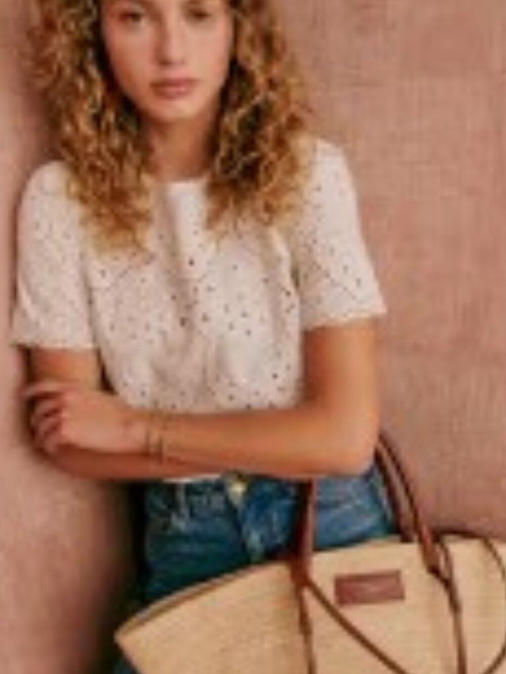 Sezane's Annabelle Embroidered Blouse in Ecru, size 10, 42